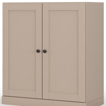 32" Beige Solid Wood Double Door Linen Cabinet