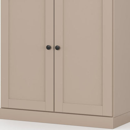 32" Beige Solid Wood Double Door Linen Cabinet