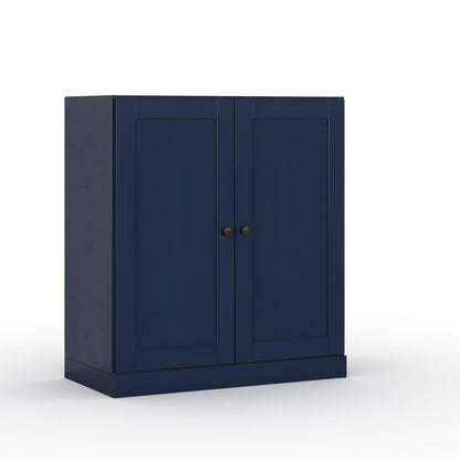 32" Navy Blue Solid Wood Double Door Linen Cabinet HomeRoots