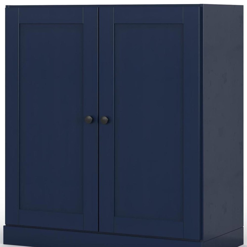 32" Navy Blue Solid Wood Double Door Linen Cabinet — view 4