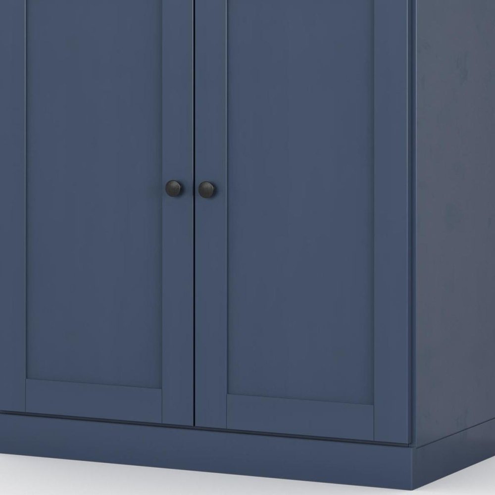 32" French Blue Solid Wood Double Door Linen Cabinet