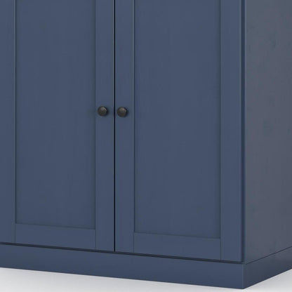 32" French Blue Solid Wood Double Door Linen Cabinet