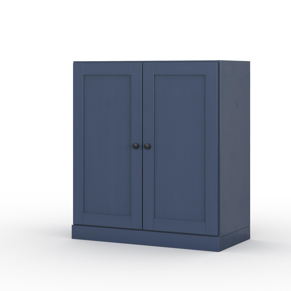 32" French Blue Solid Wood Double Door Linen Cabinet HomeRoots