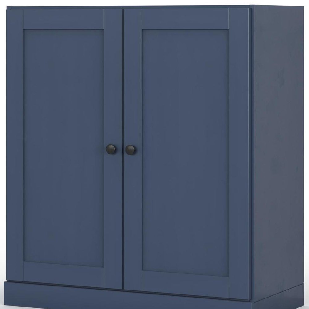 32" French Blue Solid Wood Double Door Linen Cabinet — view 2