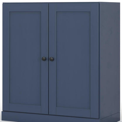 32" French Blue Solid Wood Double Door Linen Cabinet HomeRoots