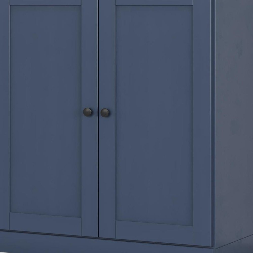 32" French Blue Solid Wood Double Door Linen Cabinet