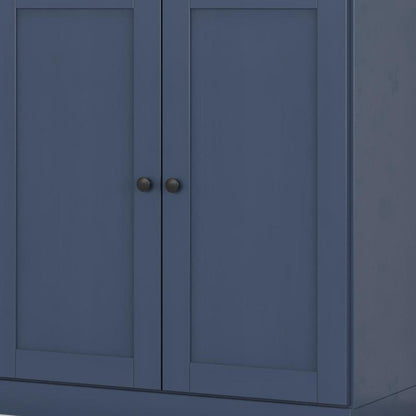 32" French Blue Solid Wood Double Door Linen Cabinet