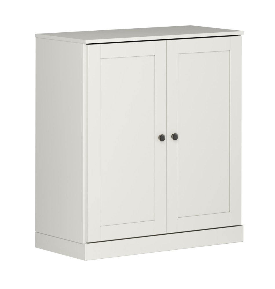 32" Off White Solid Wood Double Door Linen Cabinet