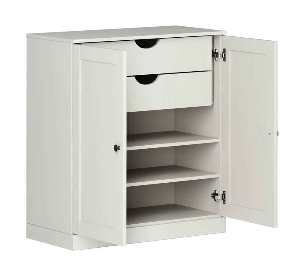 32" Off White Solid Wood Double Door Linen Cabinet — view 2