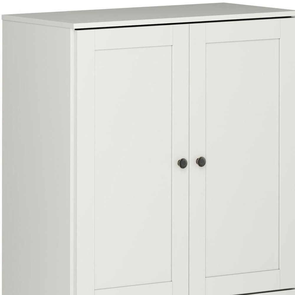 32" Off White Solid Wood Double Door Linen Cabinet HomeRoots