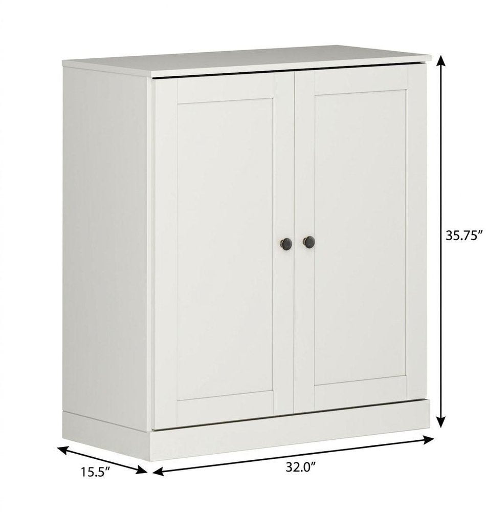 32" Off White Solid Wood Double Door Linen Cabinet — view 5