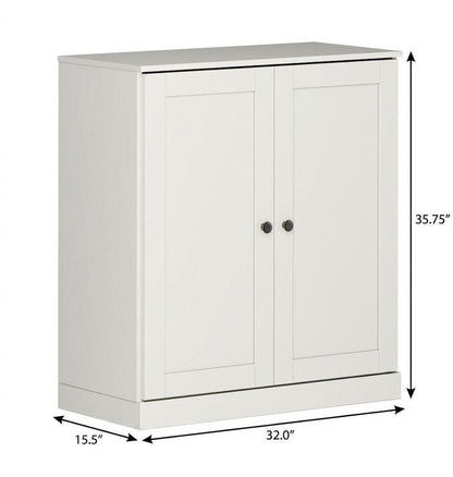 32" Off White Solid Wood Double Door Linen Cabinet HomeRoots