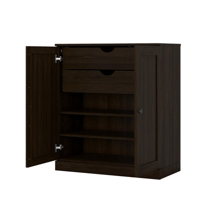 32" Espresso Solid Wood Double Door Linen Cabinet HomeRoots