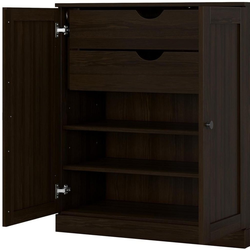 32" Espresso Solid Wood Double Door Linen Cabinet — view 3
