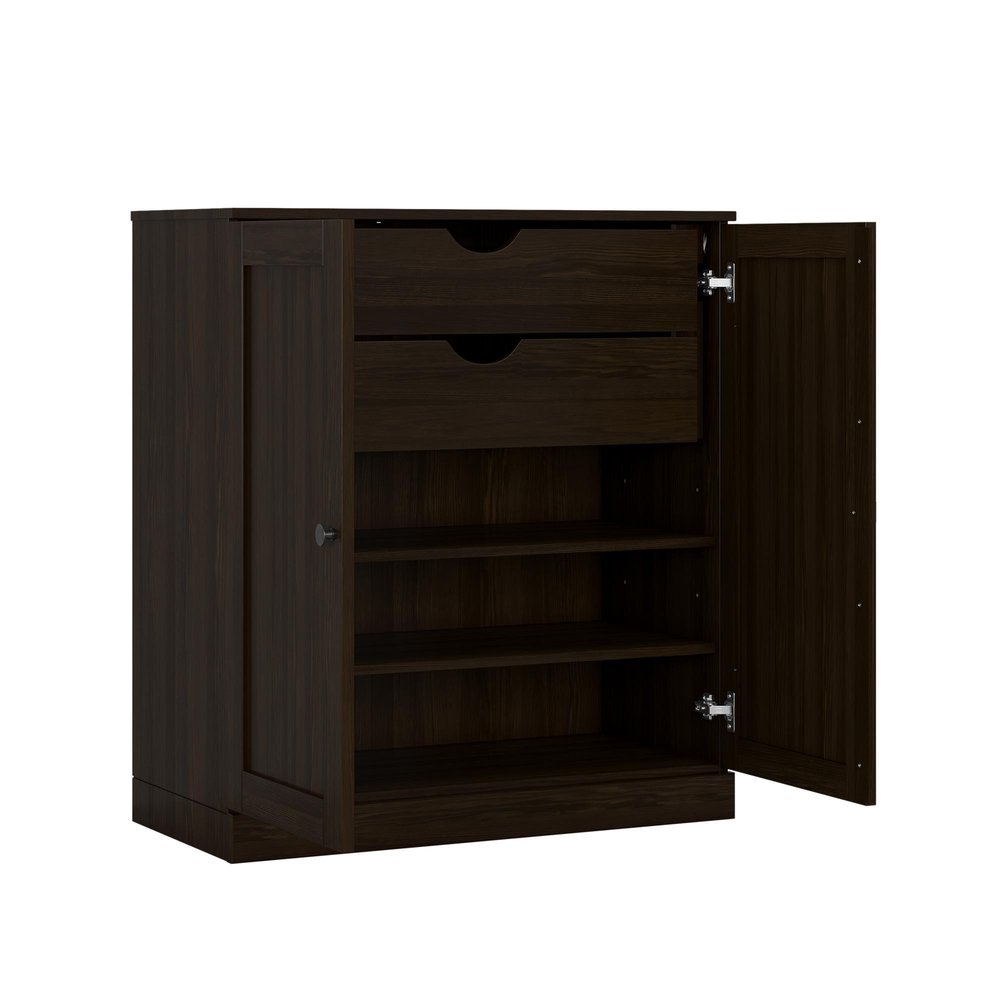 32" Espresso Solid Wood Double Door Linen Cabinet — view 4