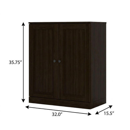 32" Espresso Solid Wood Double Door Linen Cabinet HomeRoots