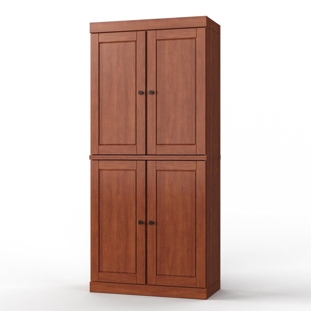 32" Coffee Solid Wood Four Door Linen Cabinet