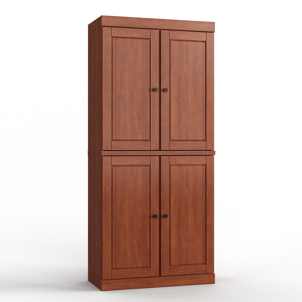 32" Coffee Solid Wood Four Door Linen Cabinet — view 1