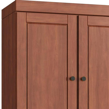 32" Coffee Solid Wood Four Door Linen Cabinet HomeRoots
