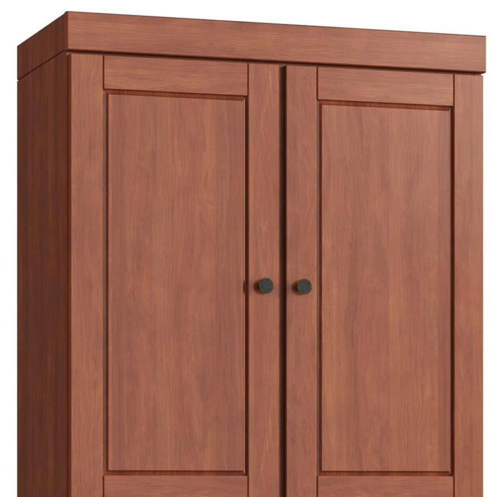 32" Coffee Solid Wood Four Door Linen Cabinet HomeRoots