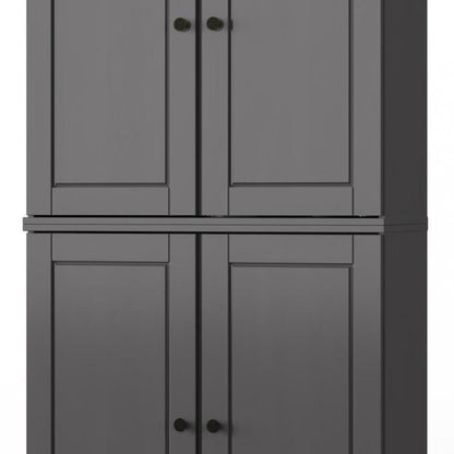 32" Gray Solid Wood Four Door Linen Cabinet