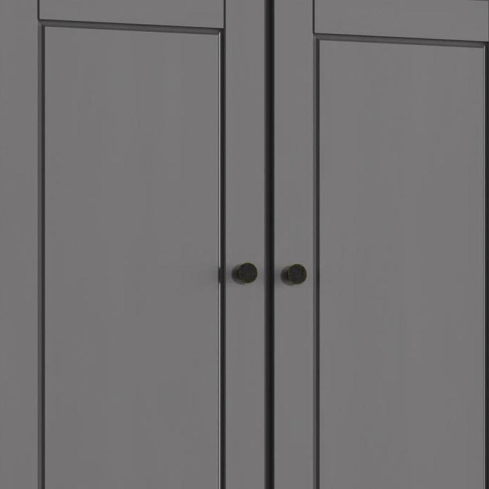 32" Gray Solid Wood Four Door Linen Cabinet HomeRoots