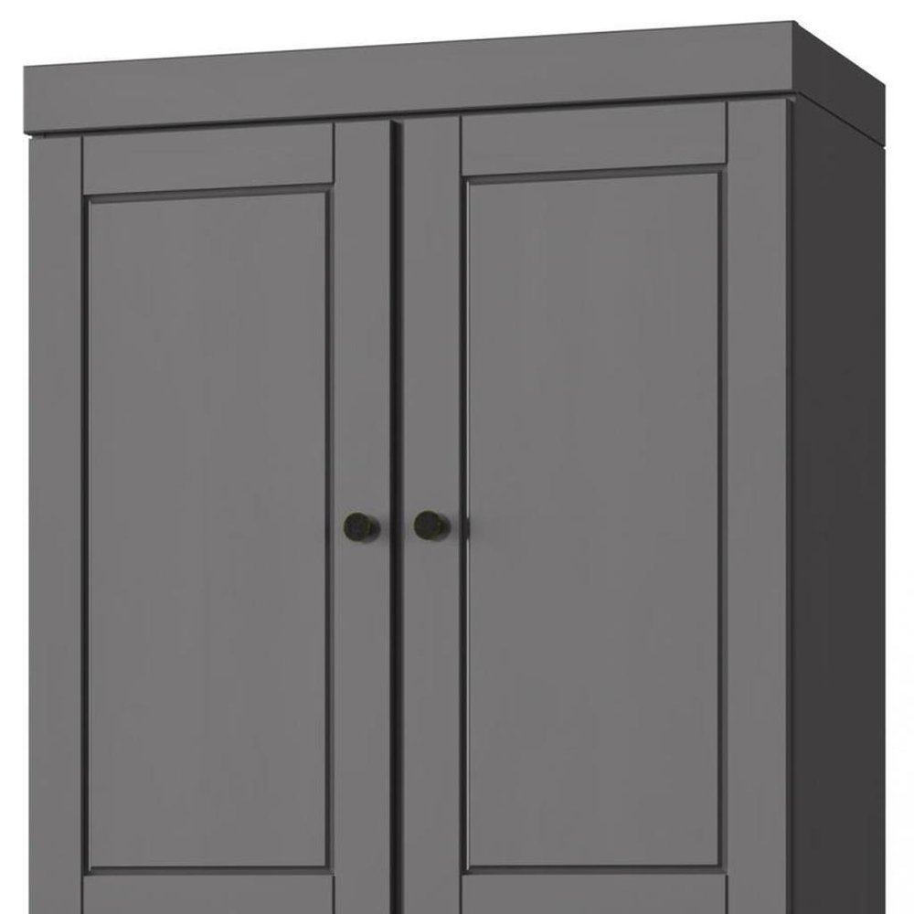 32" Gray Solid Wood Four Door Linen Cabinet HomeRoots