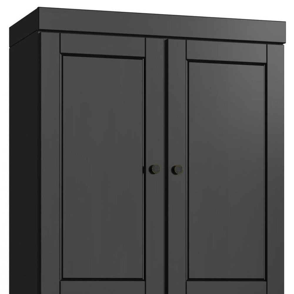 32" Black Solid Wood Four Door Linen Cabinet — view 3
