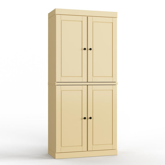 32" Yellow Solid Wood Four Door Linen Cabinet