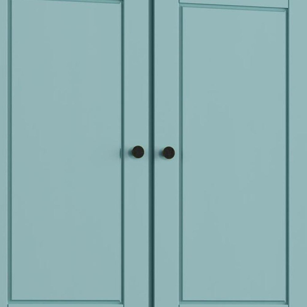 32" Aqua Solid Wood Four Door Linen Cabinet HomeRoots