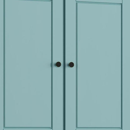 32" Aqua Solid Wood Four Door Linen Cabinet HomeRoots