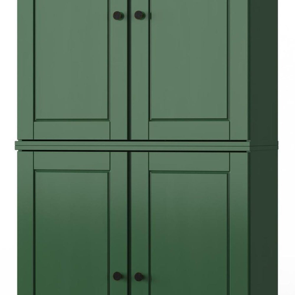 32" Green Solid Wood Four Door Linen Cabinet — view 6