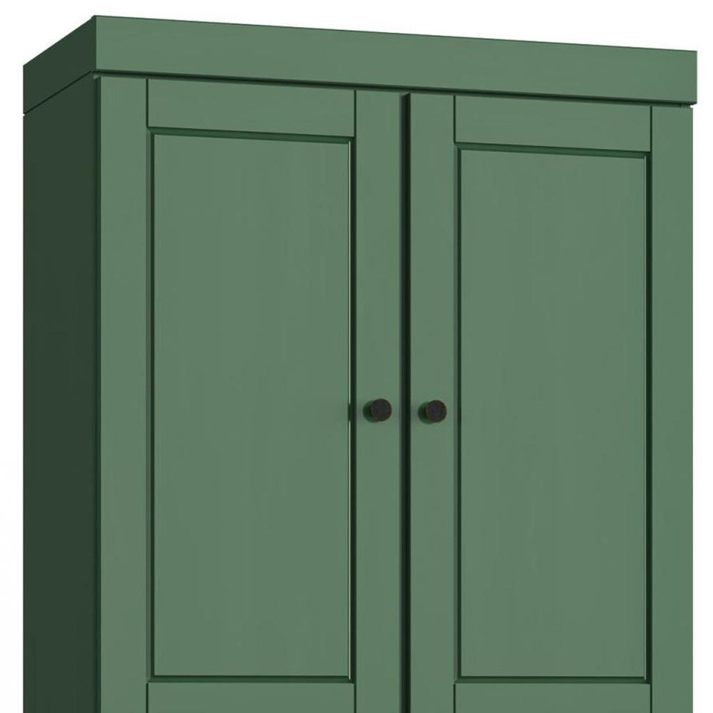 32" Green Solid Wood Four Door Linen Cabinet — view 3
