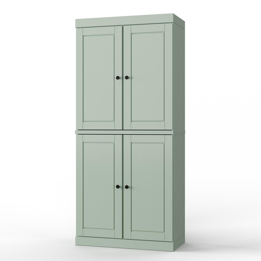 32" Sage Solid Wood Four Door Linen Cabinet