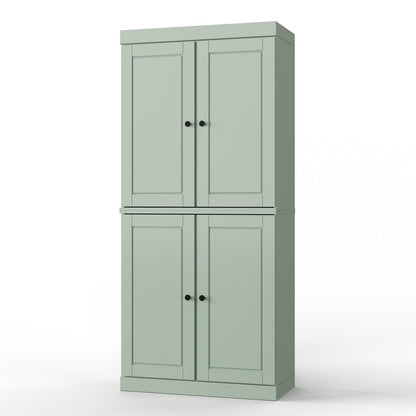 32" Sage Solid Wood Four Door Linen Cabinet