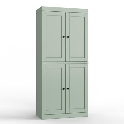 32" Sage Solid Wood Four Door Linen Cabinet HomeRoots