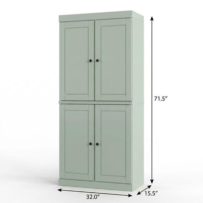 32" Sage Solid Wood Four Door Linen Cabinet HomeRoots