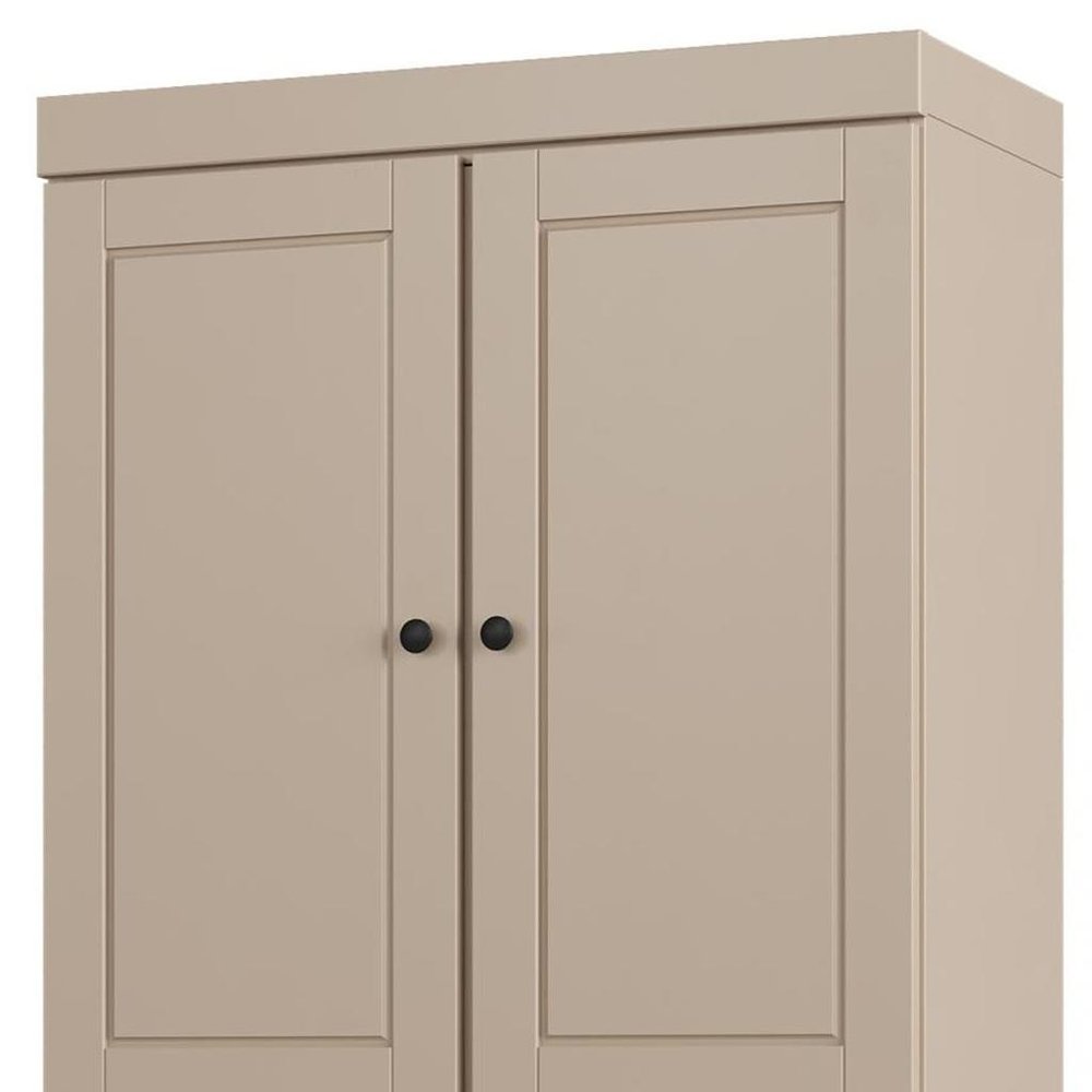 32" Beige Solid Wood Four Door Linen Cabinet HomeRoots