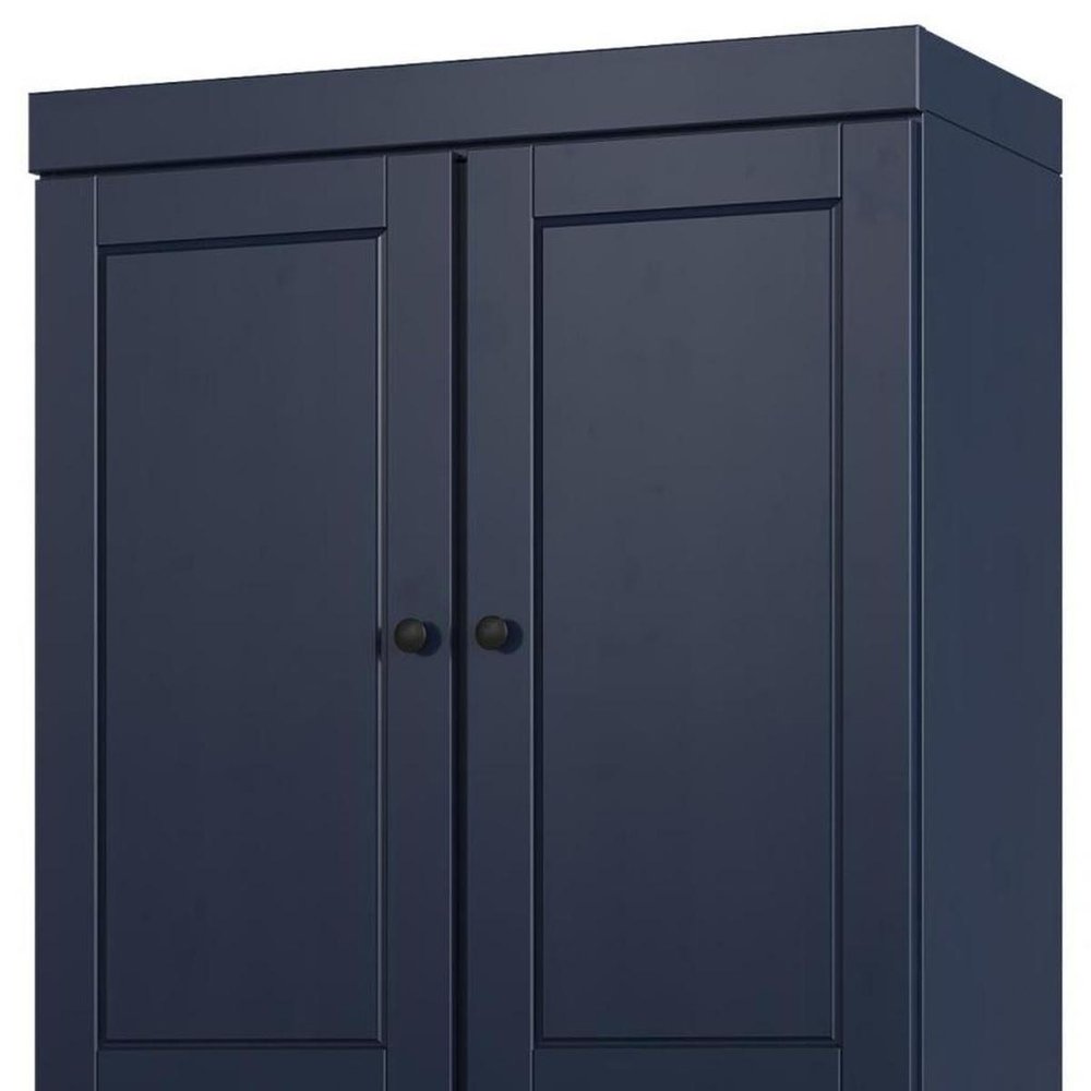 32" Navy Blue Solid Wood Four Door Linen Cabinet — view 4