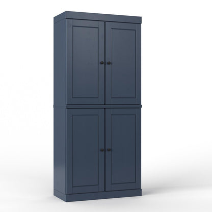 32" French Blue Solid Wood Four Door Linen Cabinet