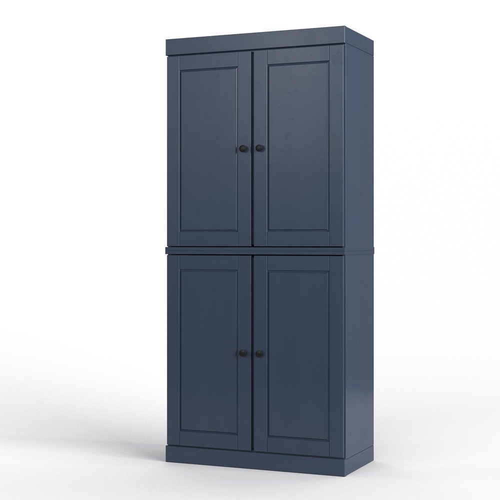32" French Blue Solid Wood Four Door Linen Cabinet
