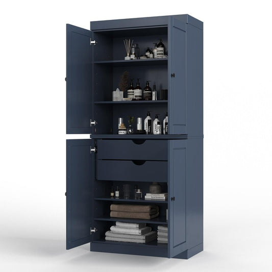 32" French Blue Solid Wood Four Door Linen Cabinet