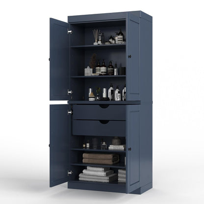 32" French Blue Solid Wood Four Door Linen Cabinet HomeRoots