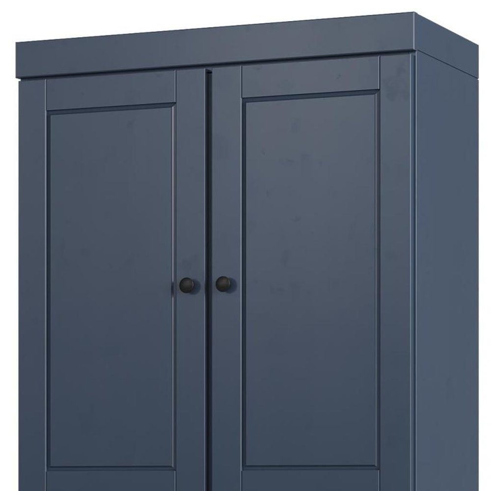 32" French Blue Solid Wood Four Door Linen Cabinet — view 2