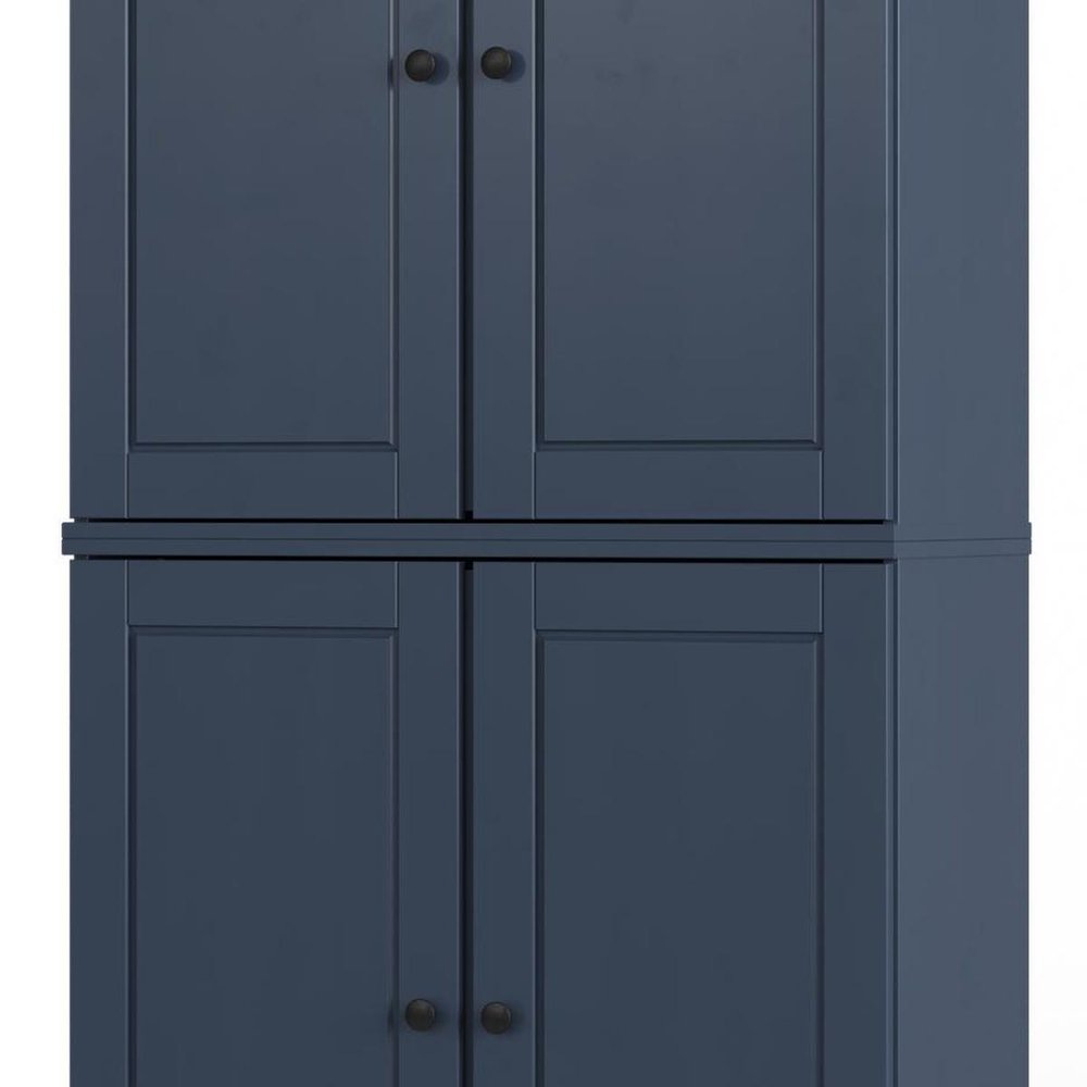 32" French Blue Solid Wood Four Door Linen Cabinet — view 5