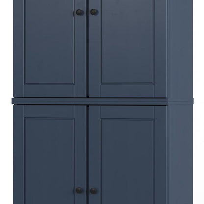 32" French Blue Solid Wood Four Door Linen Cabinet