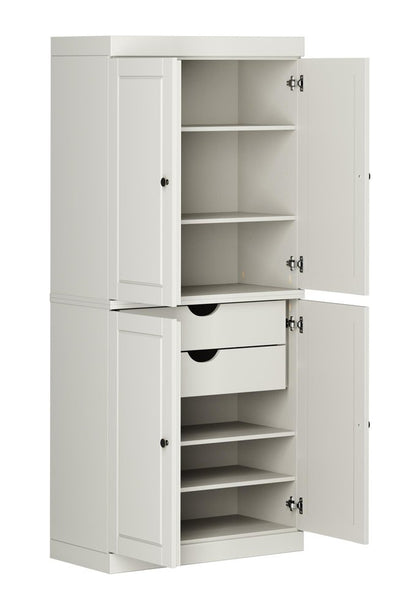 32" Off White Solid Wood Four Door Linen Cabinet HomeRoots