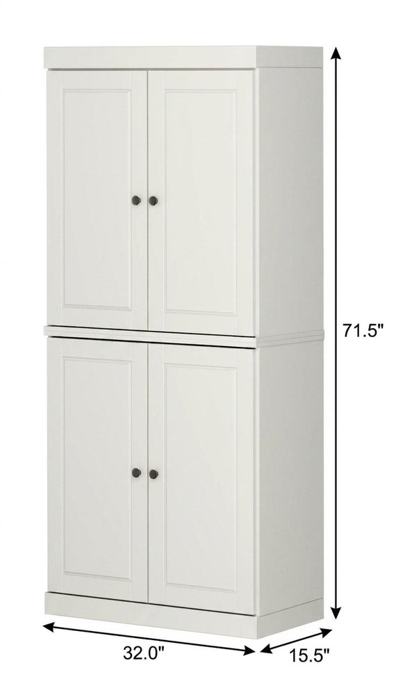 32" Off White Solid Wood Four Door Linen Cabinet — view 4