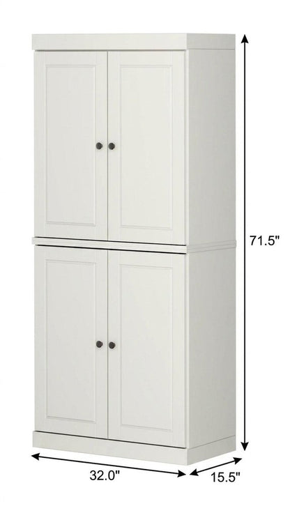 32" Off White Solid Wood Four Door Linen Cabinet HomeRoots