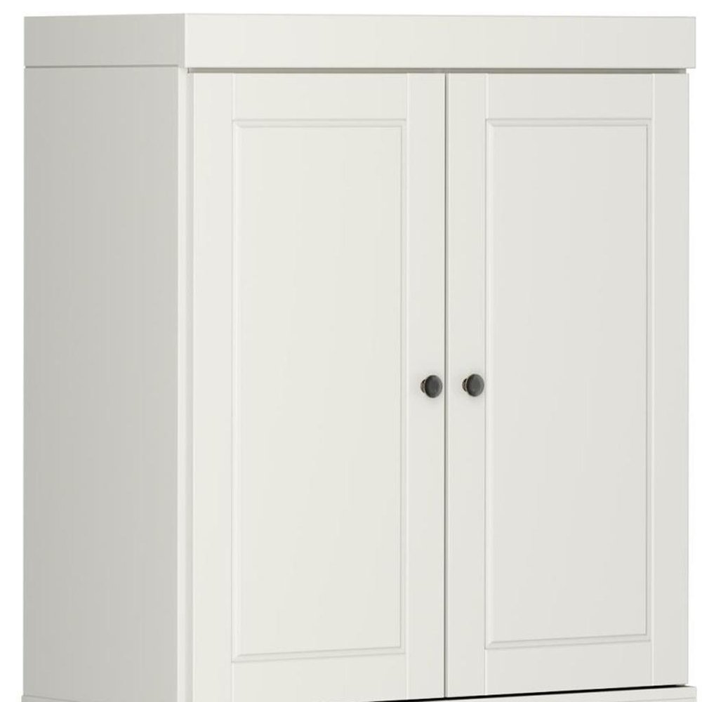 32" Off White Solid Wood Four Door Linen Cabinet — view 3